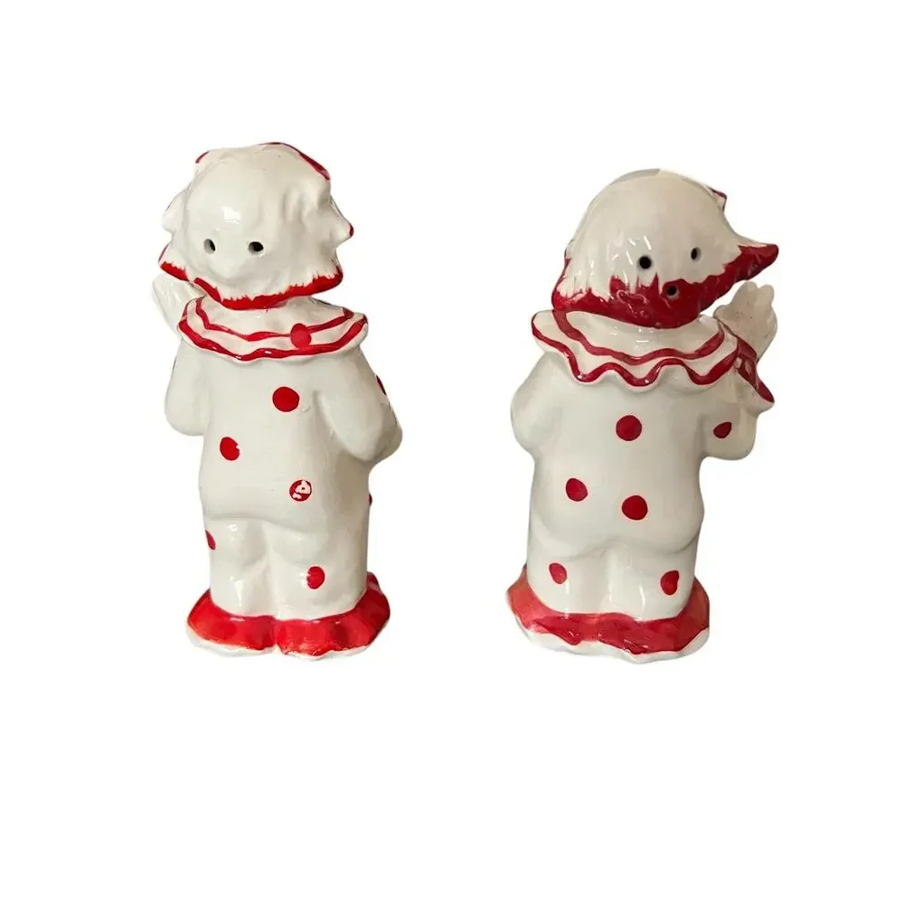 Vintage JAPAN CLOWN Salt & Pepper Shakers SET 1950s EUC 4” High 1677-57